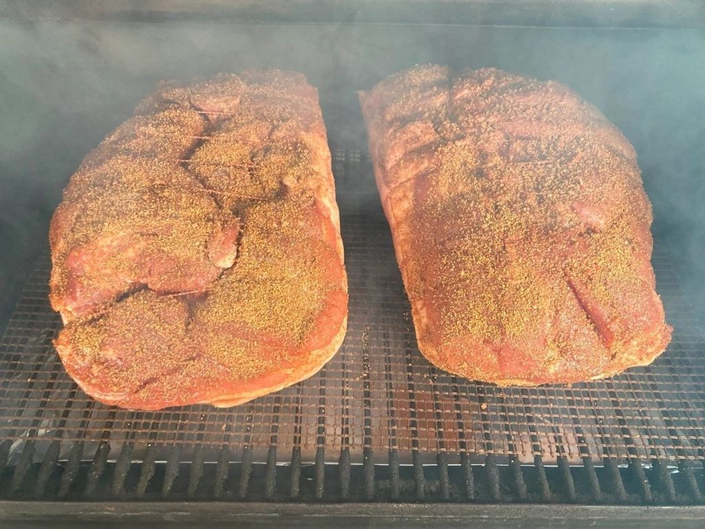 Injected Rolled Pork Legs covered in Fajita Seasoning and Simply Marvelous Cherry Rub