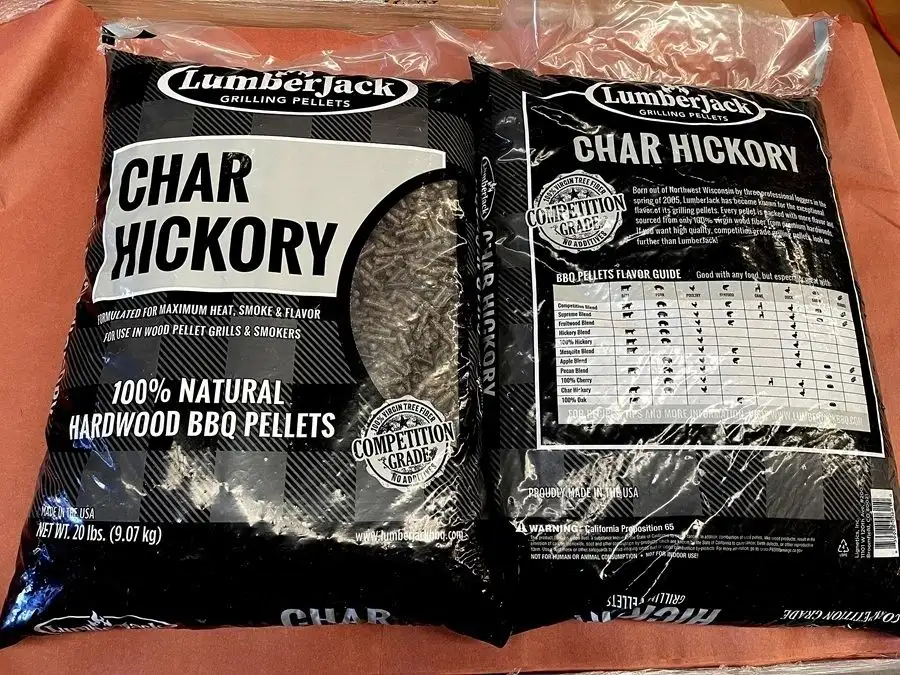 18kg Lumber Jack Char Hickory Pellets (2x9kg) Long Burn Time.