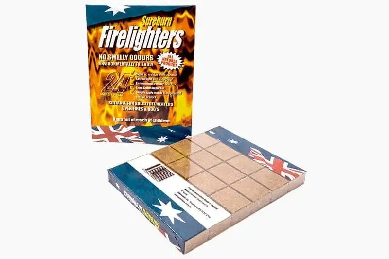 SUREBURN Natural Fire Starters 24 large block Pack. Starts in a jiffy and has 10min+ Burn time. Aus made Fatwood $6+gst - Image 2